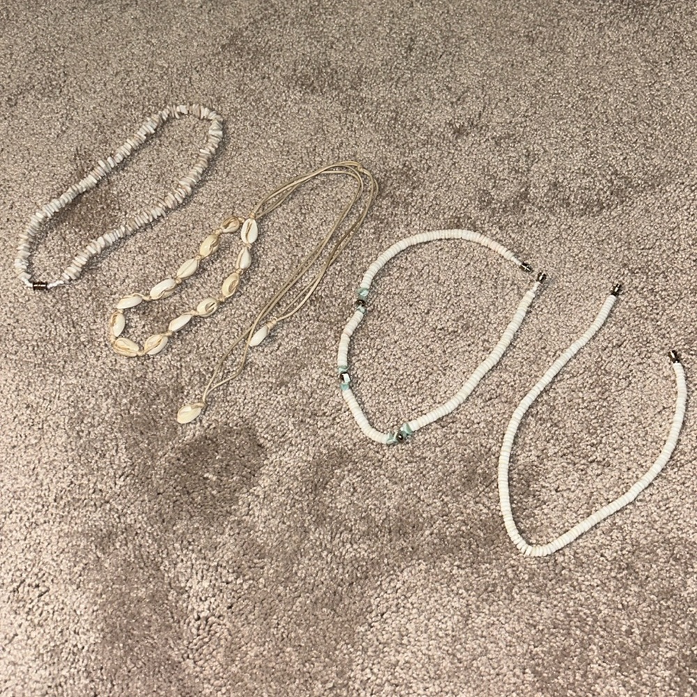 4 set of summer shell necklaces